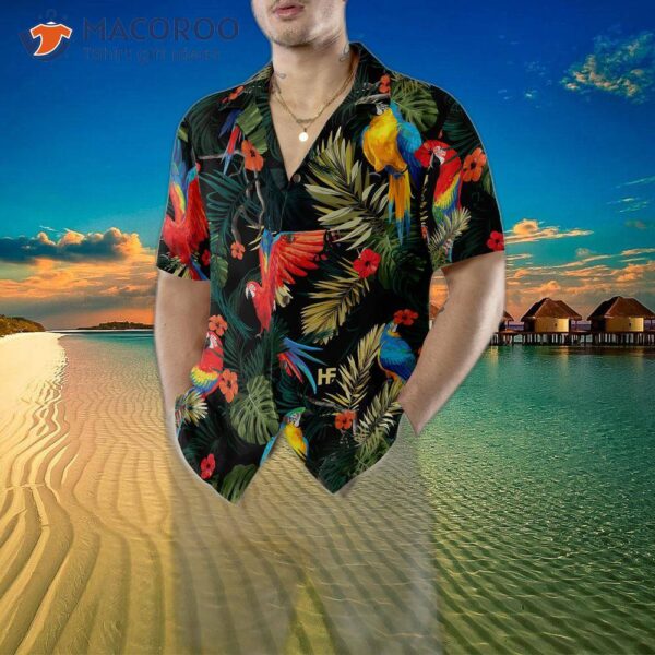 Parrot’s Dark Tropical Pattern Hawaiian Shirt