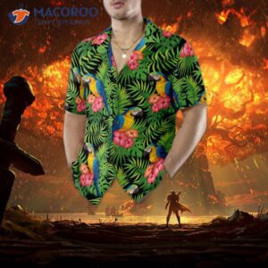 parrots hibiscus and palm leaves hawaiian shirt 4
