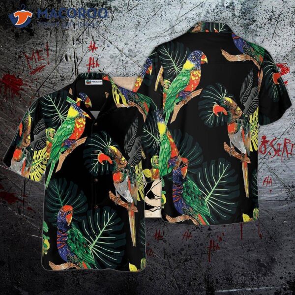 Parrots In The Tropical Rainforest Wear Hawaiian Shirts.