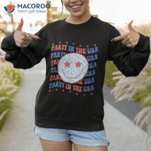 party in the usa happy face leopard pattern 4th of july shirt sweatshirt 1