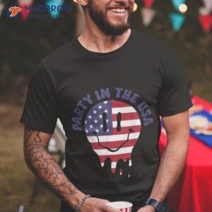 Party In The Usa Melt Face Groovy 4th Of July Flag Color Shirt