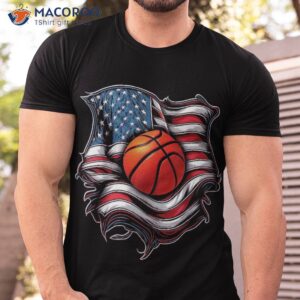 Patriotic Basketball 4th Of July Usa American Flag Boys Shirt