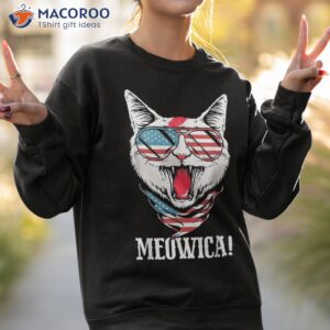 patriotic cat 4th of july kids american flag girls meowica shirt sweatshirt 2