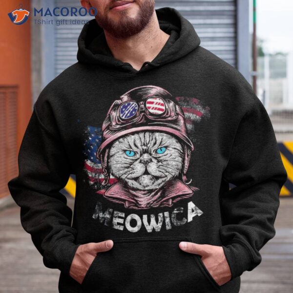 Patriotic Cat Meowica 4th Of July Funny Kitten Lover Shirt