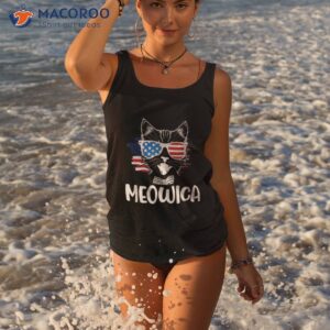 patriotic cat meowica 4th of july funny kitten lover shirt tank top