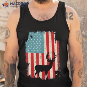 patriotic deer hunting whitetail buck usa flag 4th of july shirt tank top