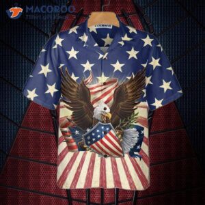 patriotic eagle defending honor and america hawaiian shirt american flag button down shirt 2