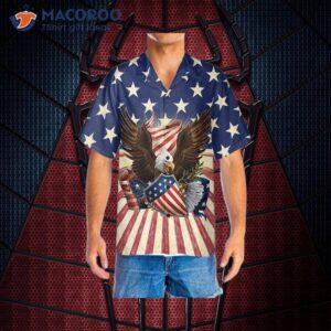 patriotic eagle defending honor and america hawaiian shirt american flag button down shirt 3