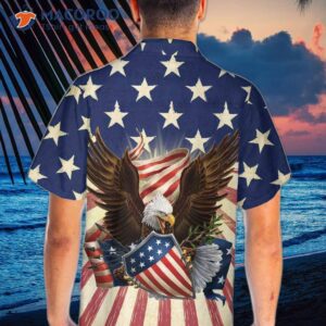 patriotic eagle defending honor and america hawaiian shirt american flag button down shirt 4