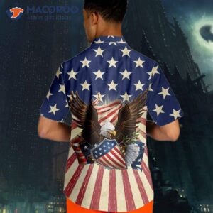 patriotic eagle defending honor and america hawaiian shirt american flag button down shirt 6