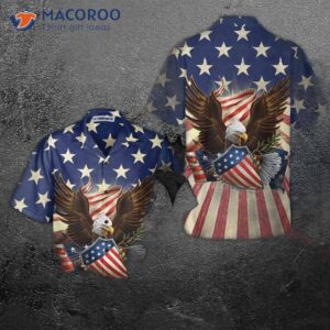 patriotic eagle defending honor and america hawaiian shirt american flag button down shirt 7