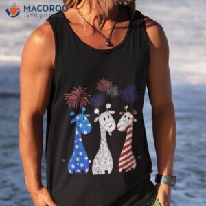 patriotic giraffe funny 4th of july american flag shirt tank top