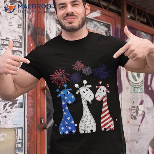 Patriotic Giraffe Funny 4th Of July American Flag Shirt