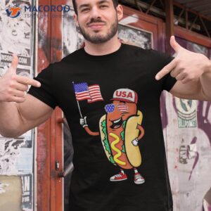 patriotic hot dog american flag usa funny 4th of july fourth shirt tshirt 1