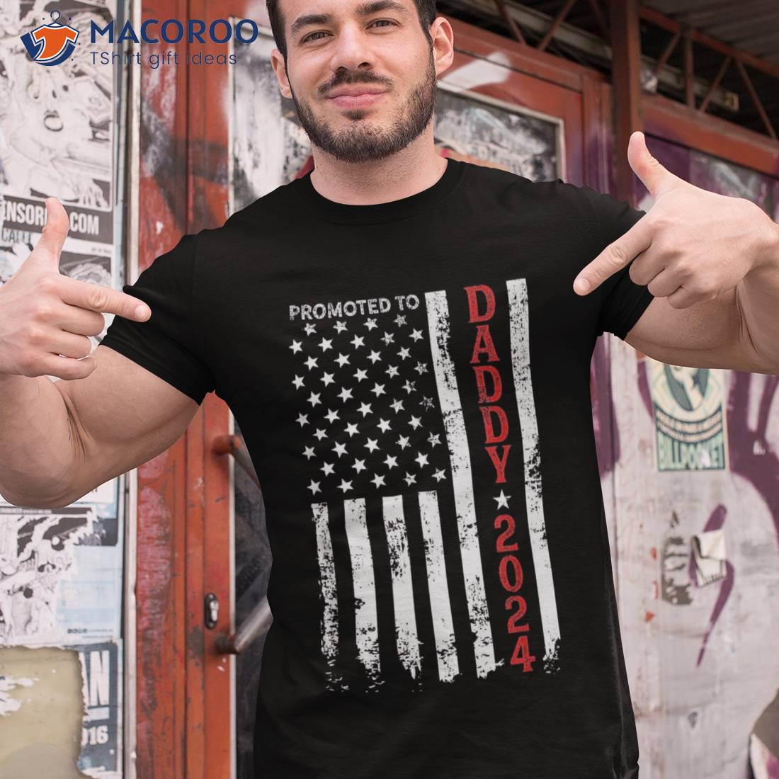 Patriotic Promoted To Daddy Est 2024 First Time Dad Shirt Patriotic Promoted To Daddy Est 2024 First Time Dad Shirt
