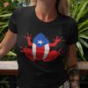 Patriotic Puerto Rico Flag Frog Puero Rican Culture Roots Shirt