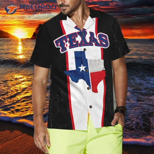 Patriotic Texas Map Hawaiian Shirt, Flag Pattern State Of Proud Shirt For