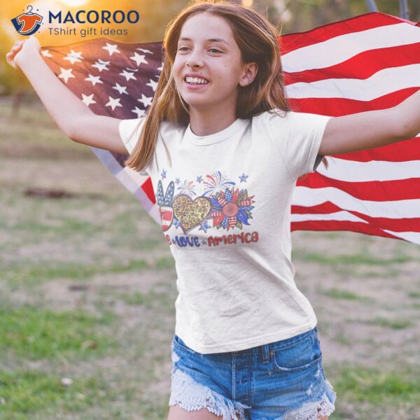 Peace Love America Us Flag 4th Of July Patriotic Girls Shirt
