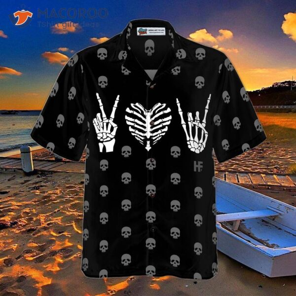 Peace, Love, Rock, Goth, Hawaiian Shirt