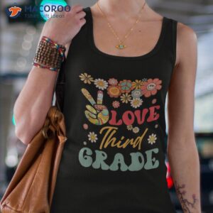 peace love third grade funny back to school teacher kids shirt tank top 4