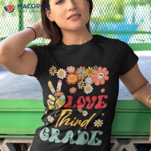 peace love third grade funny back to school teacher kids shirt tshirt 1