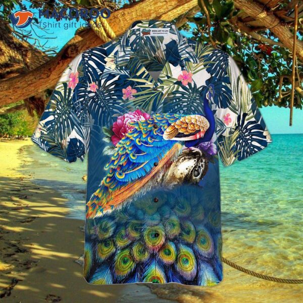 Peacock-patterned Hawaiian Shirt