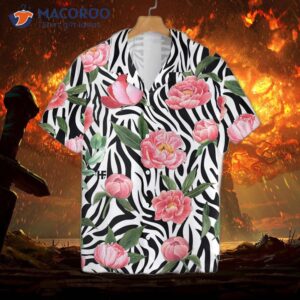 peony zebra watercolor painting art hawaiian shirt 2