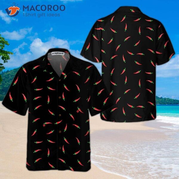 Pepper On A Black Background Hawaiian Shirt, Funny Red Shirt For , Hot Chili