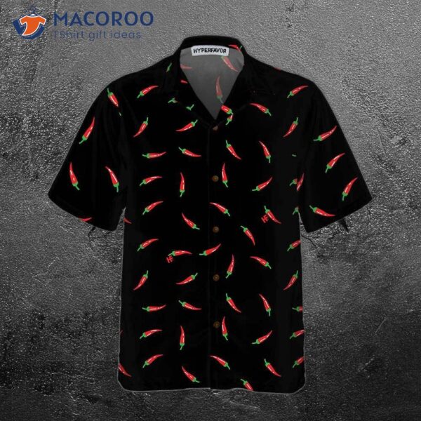 Pepper On A Black Background Hawaiian Shirt, Funny Red Shirt For , Hot Chili