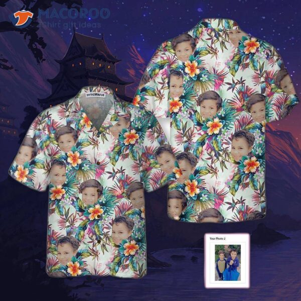 Personalized Custom Face With Tropical Flower Hawaiian Shirt