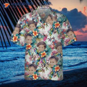 personalized custom face with tropical flower hawaiian shirt 2