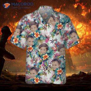 personalized custom face with tropical flower hawaiian shirt 3