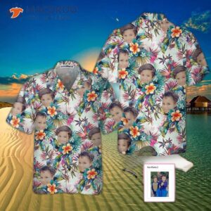 personalized custom face with tropical flower hawaiian shirt 4