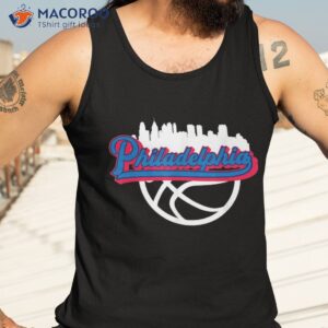 philadelphia vintage basketball script city skyline fan shirt tank top 3