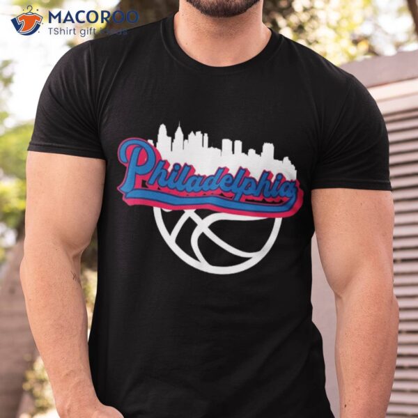 Philadelphia Vintage Basketball Script City Skyline Fan Shirt