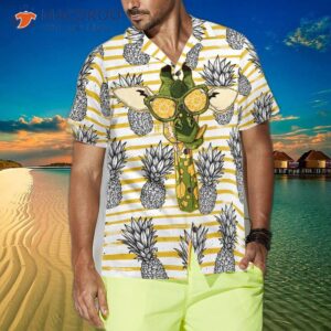 pineapple and giraffe hawaiian shirt 0