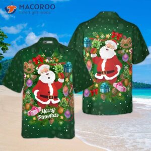 pineapple santa wreath hawaiian shirt 2