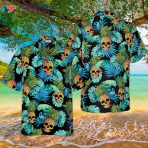 pineapple skull and the tropical leaves hawaiian shirt 2