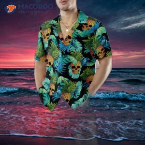 pineapple skull and the tropical leaves hawaiian shirt 4