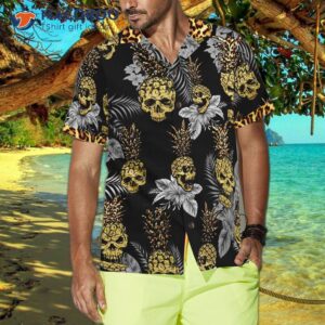 pineapple skull leopard tropical hawaiian shirt 2