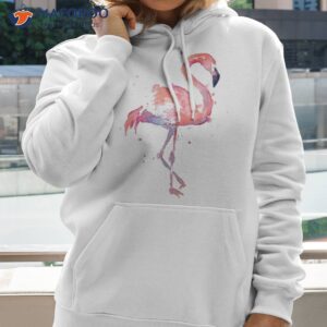 pink flamingo bird watercolor artwork shirt hoodie