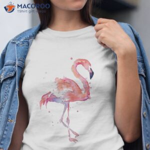 pink flamingo bird watercolor artwork shirt tshirt