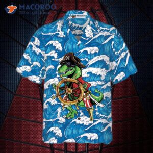 pirate dinosaur hawaiian shirt 3