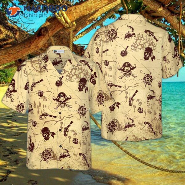 Pirate-patterned Hawaiian Shirt