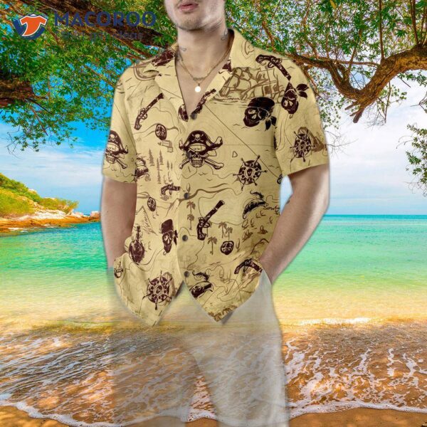 Pirate-patterned Hawaiian Shirt