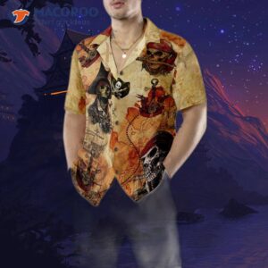 pirate skull treasure hunt hawaiian shirt 4