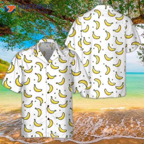 Pixel Banana Pattern Hawaiian Shirt, Funny Shirt For Adults, Patterned