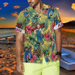 plumeria pineapple seamless pattern hawaiian shirt 2