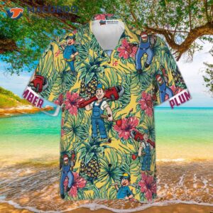 plumeria pineapple seamless pattern hawaiian shirt 3