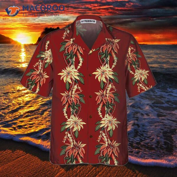 Poinsettia Christmas Hawaiian Shirt, Vintage Best Gift Ideas